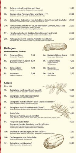 Park-Restaurant Rastatt Internationale Gerichte und Beilagen