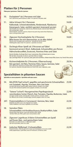 Platten für 2 Personen Spezialitäten in pikanten Saucen