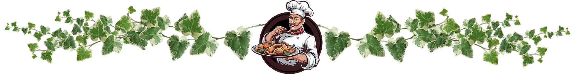Illustration eines Kochs mit Spezialitäten des Park-Restaurants Rastatt